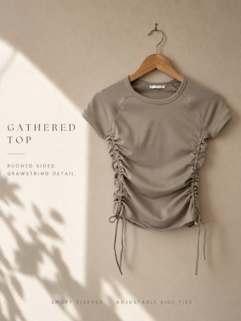 Zara Ruched Side Drawstring Short Sleeve Top M NWT